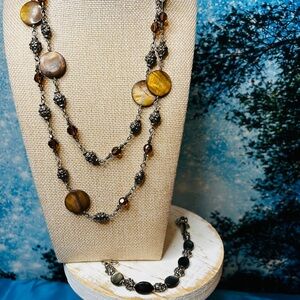 Brighton Layered Shell & Scroll Link Necklace and Bracelet Set